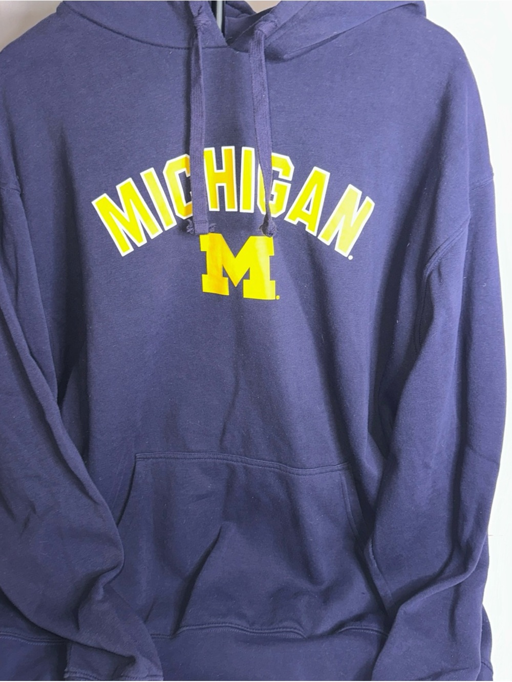 Pro Edge Navy Blue Michigan Hooded Sweatshirt with Yellow Logo